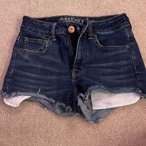 AE dark wash jean shorts
